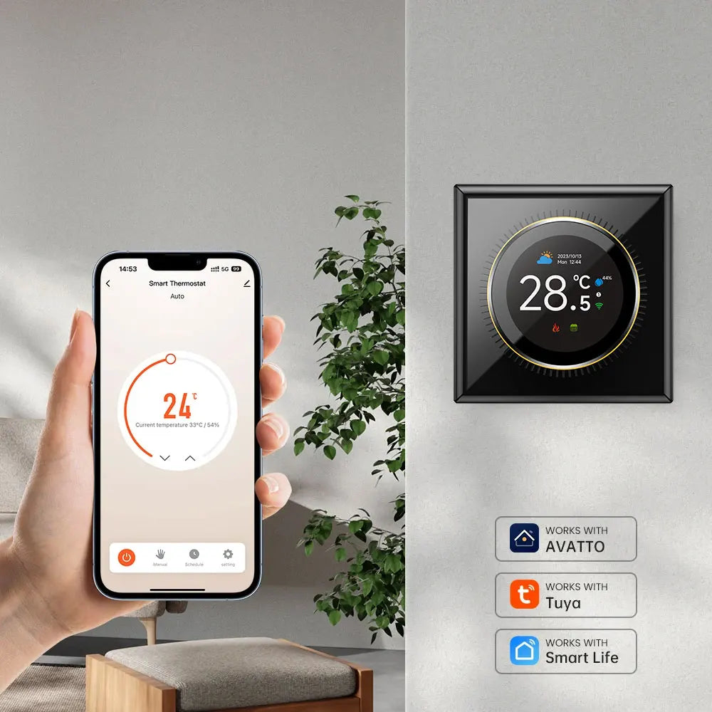 WiFi Smart Knob Thermostat Floor Heating Water Gas Boiler Home Room Programmable Temperature Controller Tuya Alexa Google Home