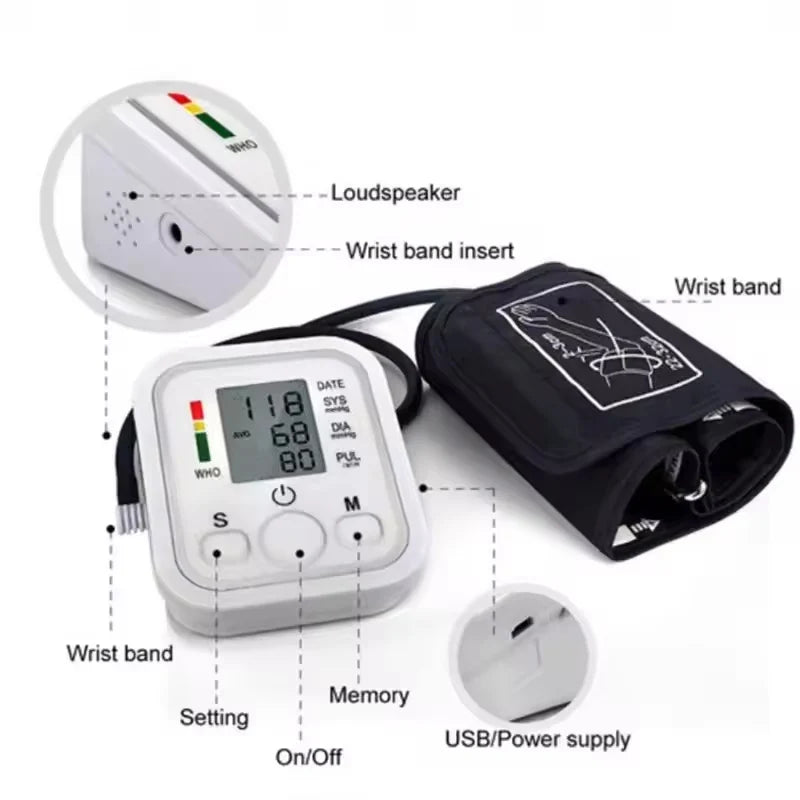 Health Care Blood Pressure Monitor Digital Tonometer Upper Arm Blood Pressure Meter Automatic BP Medical Sphygmomanometer Pulse