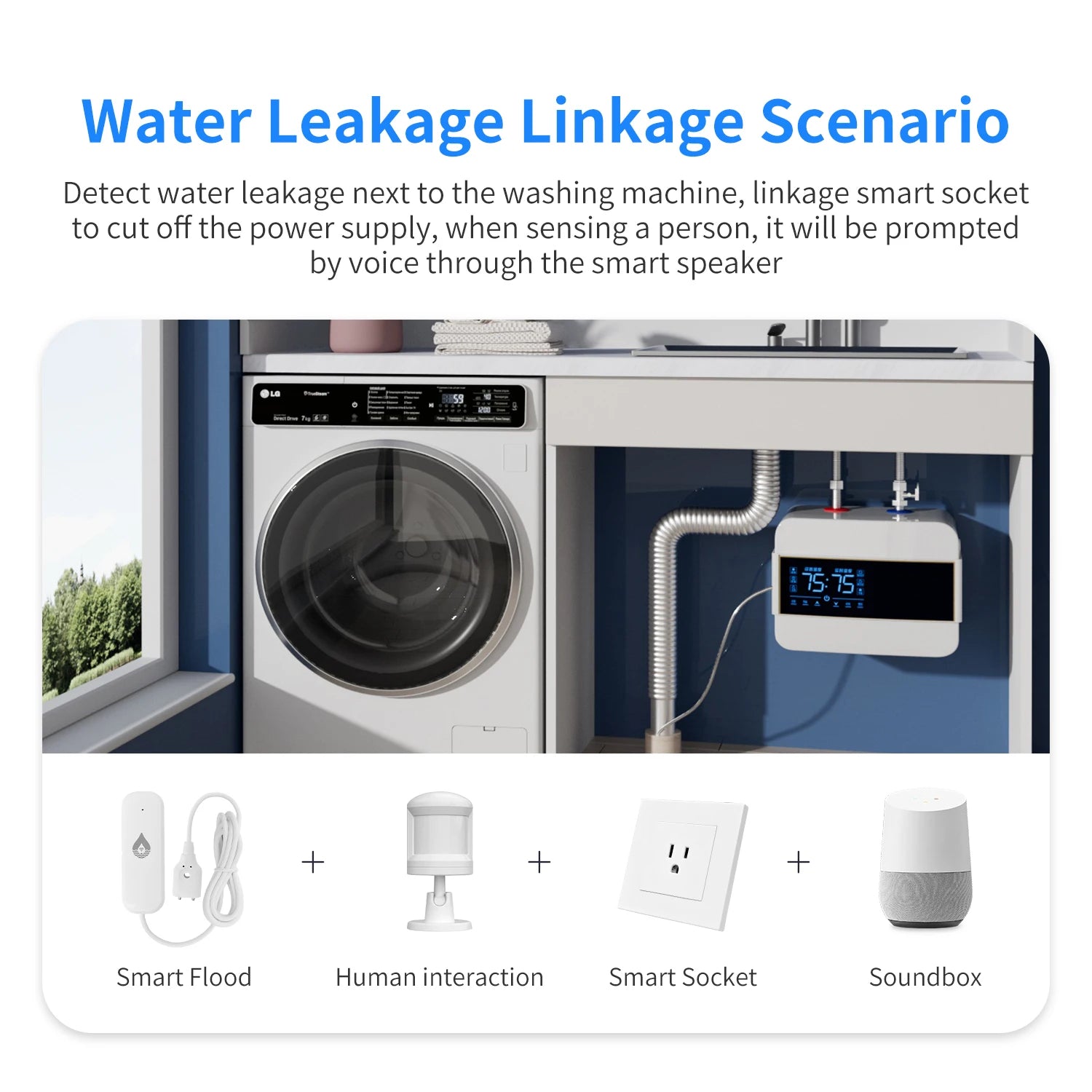 Smart WiFi Water Leak Sensor for Home Security | Tidesmit Tidesmit