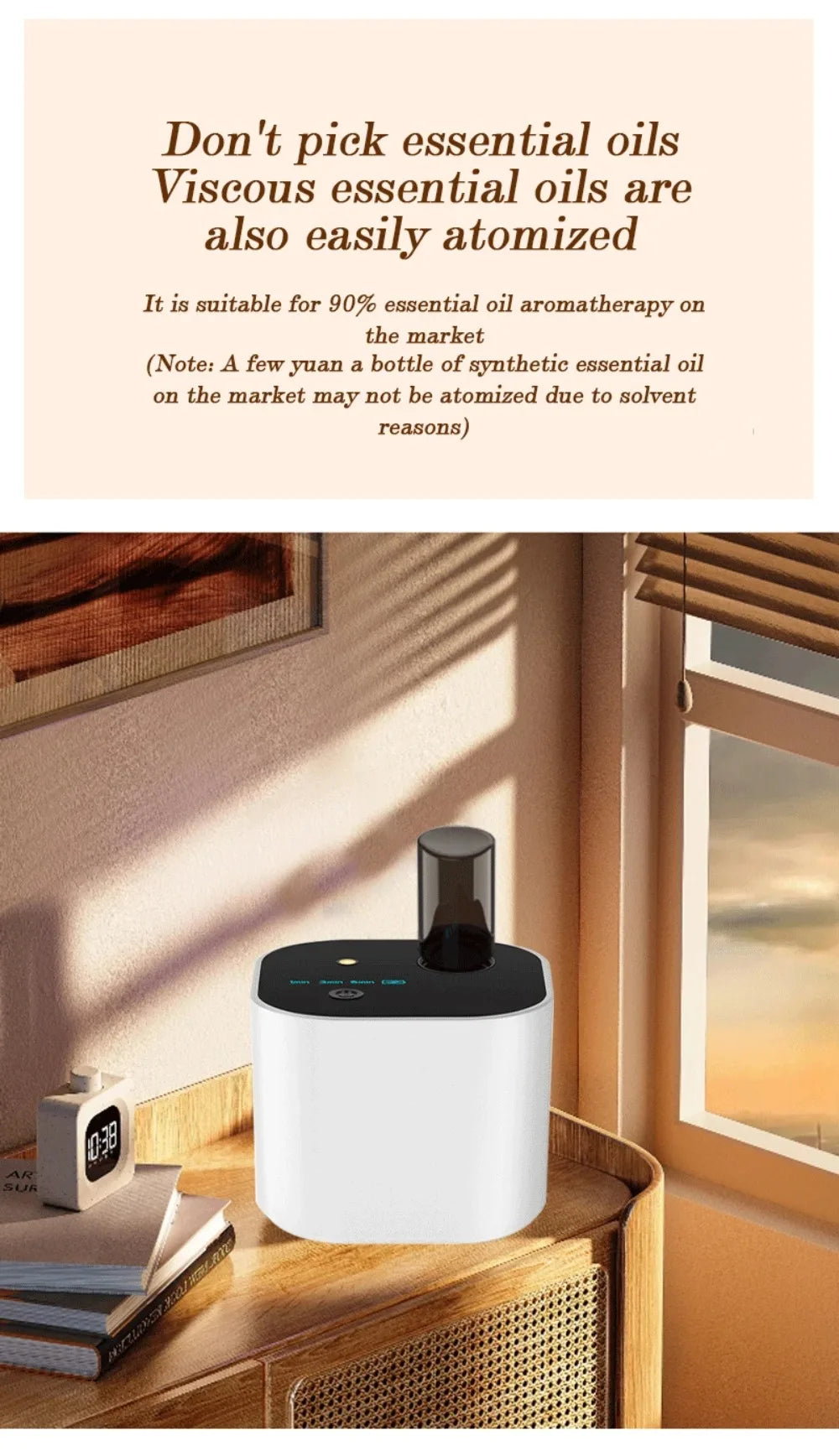 Waterless Essential Oil Diffuser Portable Room Fragrance Diffuser USB Rechargeable Professional Machine Electric Smell for Home