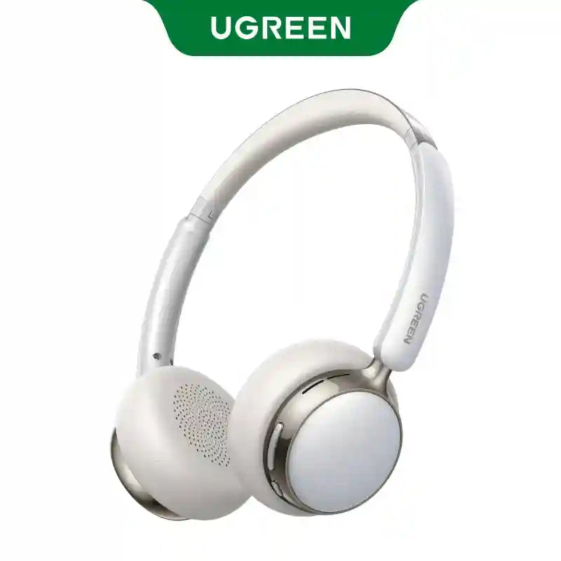 Active Noise Cancelling Wireless Headphones - Over-Ear Studio Monitor Silver White Tidesmit