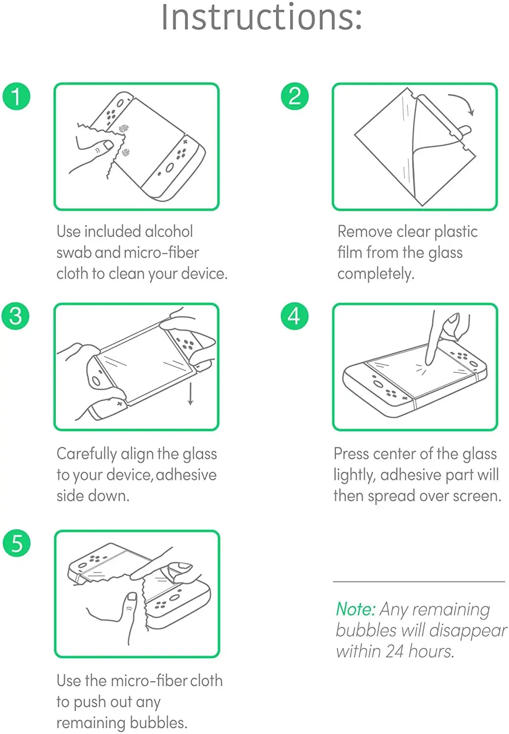 Nintendo Switch Tempered Glass Screen Protector 9H Anti-Scratch 2-Pack Tidesmit