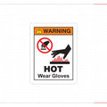 Warning Hot Surface Safety Decal Wear Protective Gloves ANSI ISO Compliant - Angle/Detail 1
