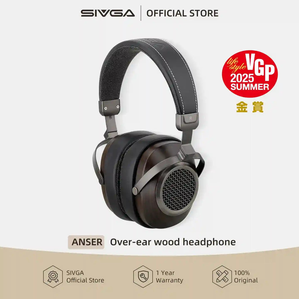 Tidesmit Open Back Wooden Headphones | 50mm Dynamic Driver | Black Tidesmit