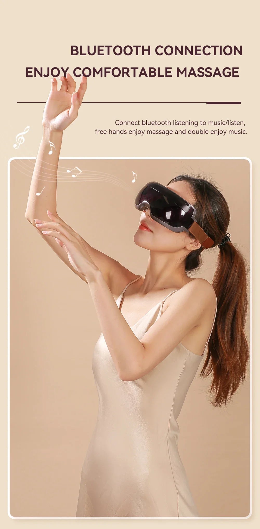 Electric Eye Massager with Bluetooth - Portable Heat Therapy Relief Massage Chairs Tidesmit
