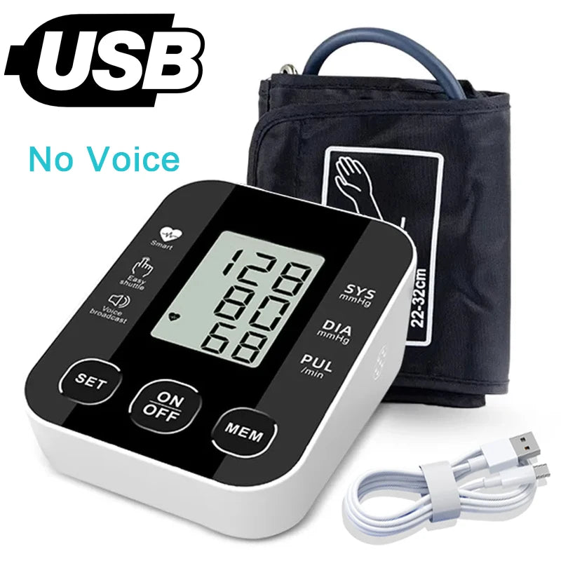 Automatic USB Wrist Blood Pressure Monitor Voice Tonometer Meter Digital Portable Health Care Sphygmomanometer Hematomanome