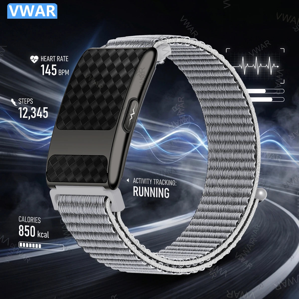 VWAR FLOW ECG Smart Fitness Bracelet Heart Rate Blood Oxygen Sleep Monitor Body Temperature Stress Tracker Women Men Health Band