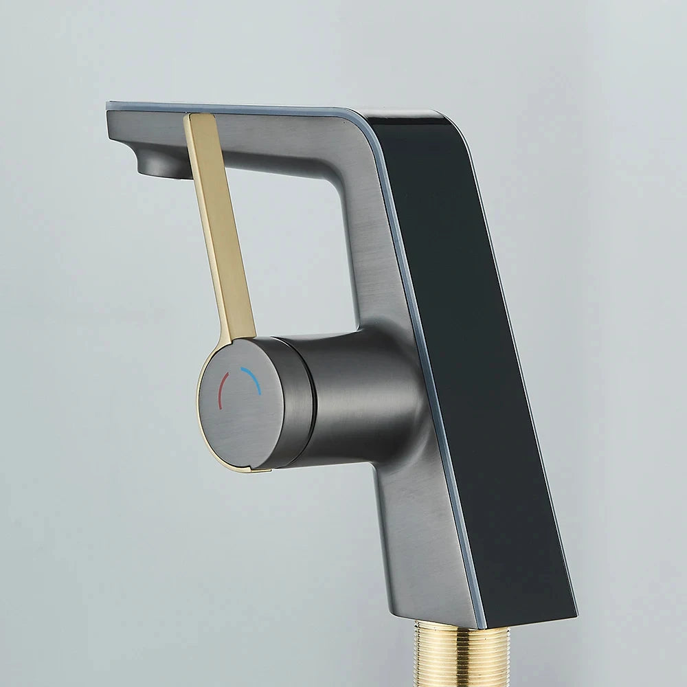 Digital Display Screen Bathroom Basin Sink Faucet 2-ways Spout LED Washbasin Taps Hot Cold Water Deck Mounted Mixers
