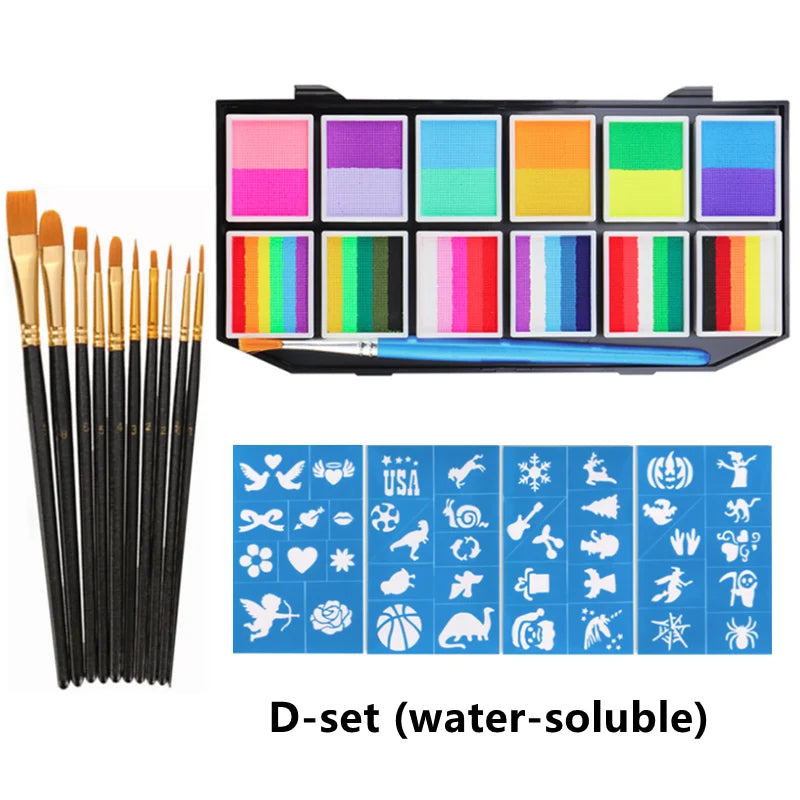 Tidesmit 12 color water-soluble face and body paint palette for Halloween cosplay makeup shade swatch