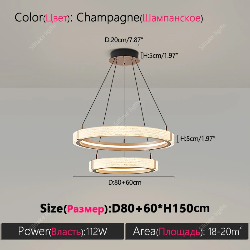 Modern Round LED Ring Light – Adjustable Minimalist Pendant 40-80cm Type D 80cm 60cm Tidesmit
