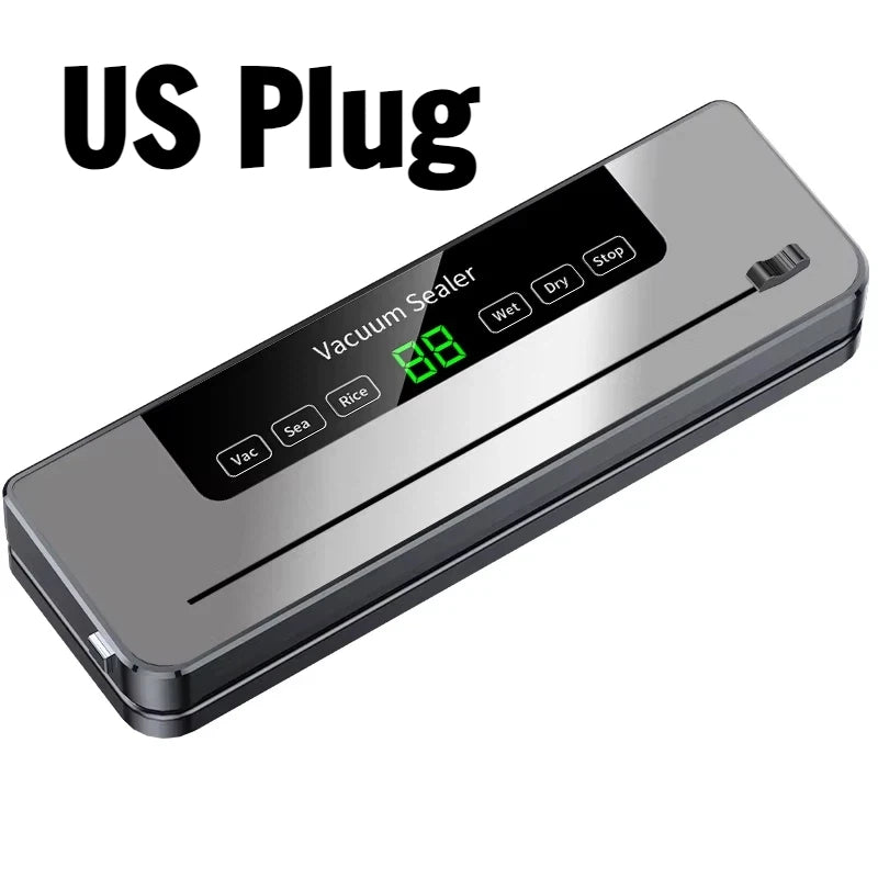 Food vacuum sealer machine with US plug, digital panel and vacuum-seal settings