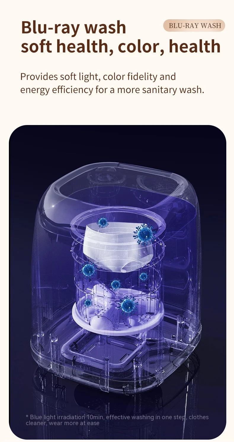 Tidesmit portable mini washing machine for underwear and baby clothes with integrated spin dryer, side profile view.