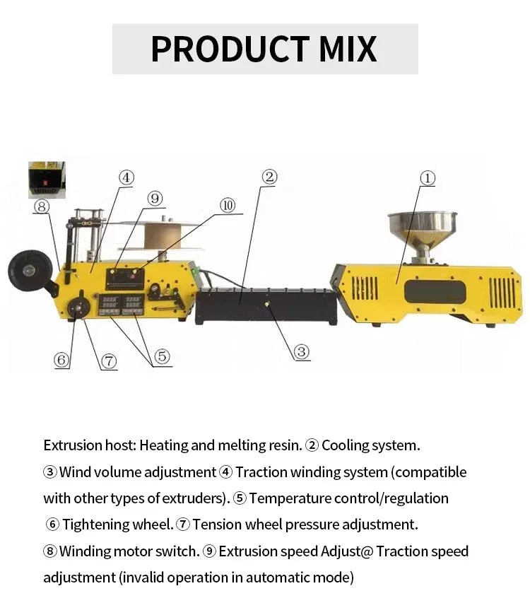 PLA-CF PETG-CF HT400 Bumblebee Extruder 3D Priting Filament Extrusion Machine Desktop Extruder Machine for DIY and Small Factory