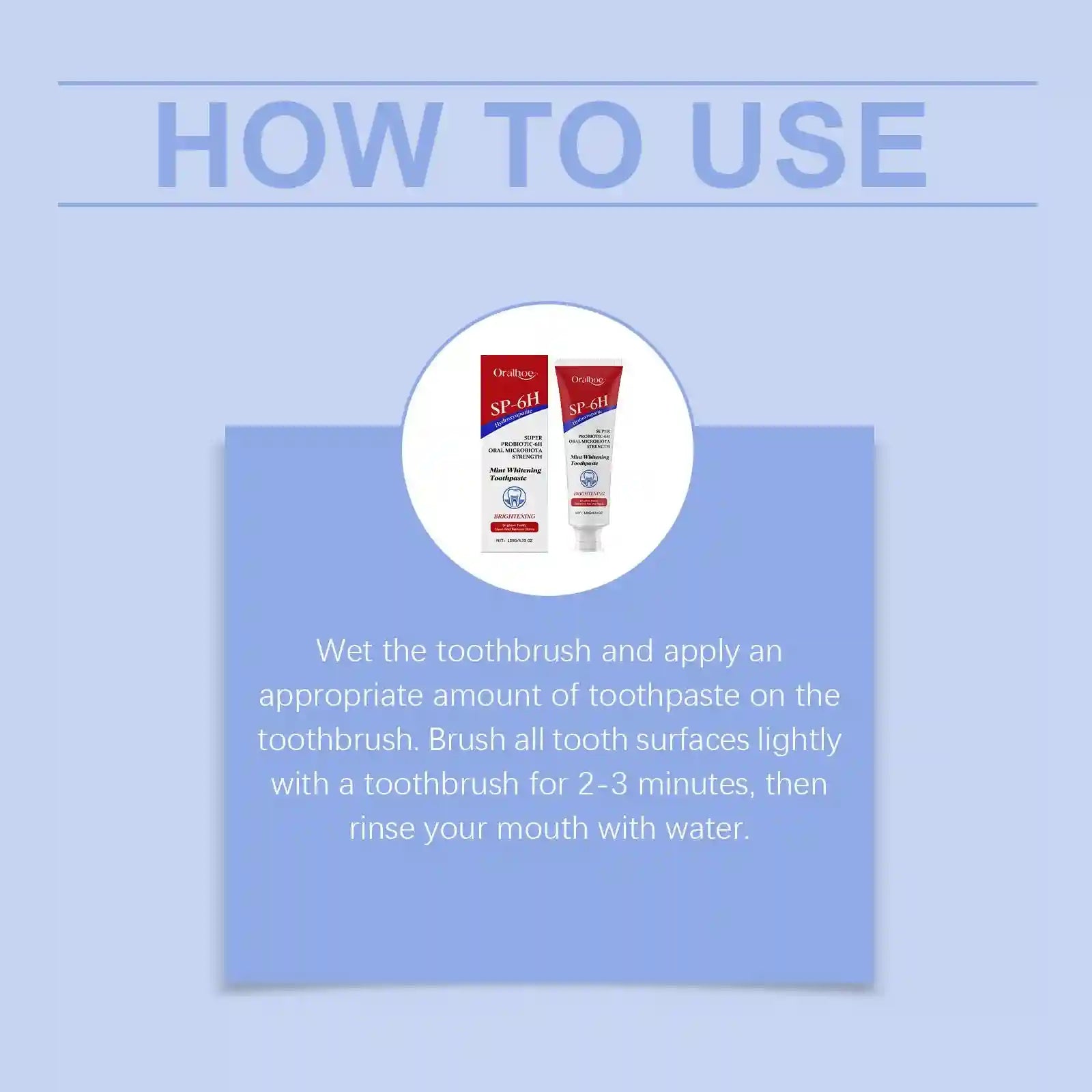 Tidesmit SP-6 Probiotic Whitening Toothpaste for plaque removal, stain whitening, and fresh breath oral hygiene.