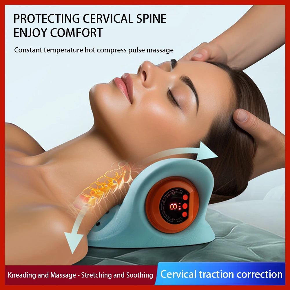 Cervical Neck Traction Pillow with Heat Therapy & Deep Tissue Massage Back Massage Instrument Default Title Tidesmit