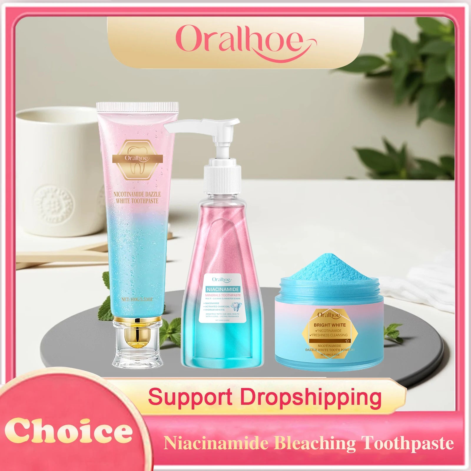 Tidesmit Niacinamide bleaching toothpaste for plaque removal, yellow stain whitening, and fresh breath.
