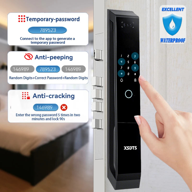 XSDTS TT-LOCK APP Voice Intercom Palmar vein Camera Smart Lock 3D Face Recognition Fingerprint Password Smart Door Lock
