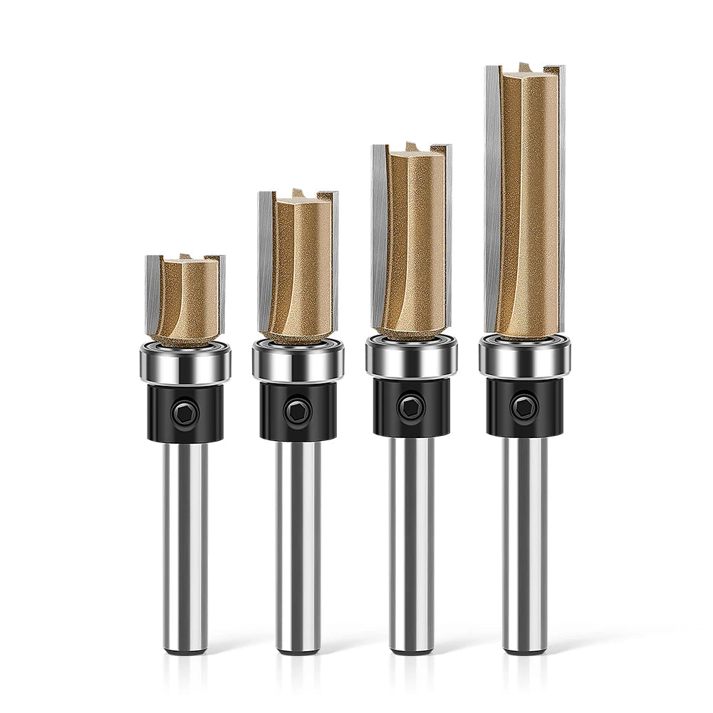 Professional Three-Edge Bearing Straight Router Bit, Slotting Straight Cutter, Bearing Trimming Cutter, Woodworking Tools