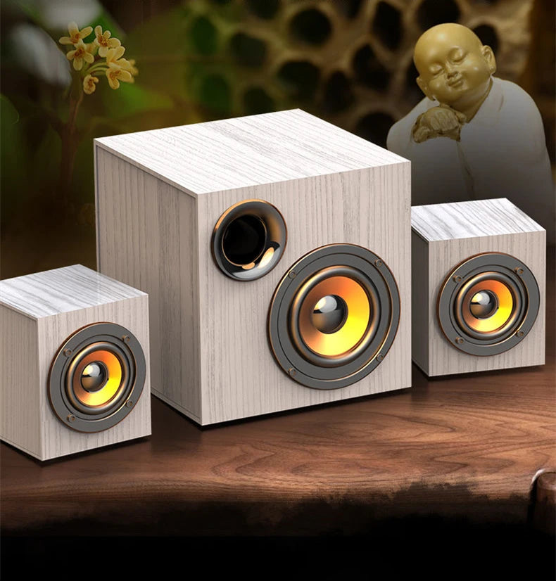Portable Bluetooth Speaker - Wooden Desktop Audio with Deep Bass Tidesmit