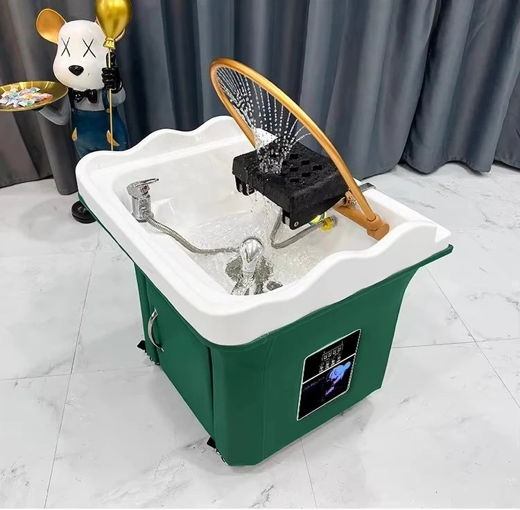 Japanese Head Spa Wash Basin Chair with Ceramic Sink - Tidesmit Massage Chairs green Tidesmit