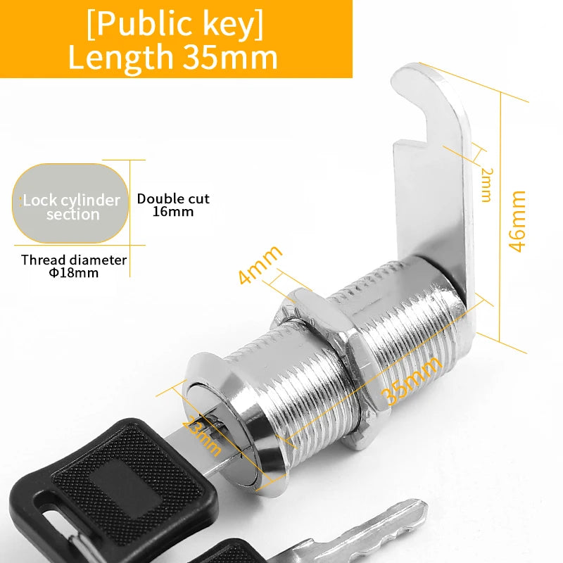 5Set Security Lock Metal Cylinder Cabinet Locker Cam Lock With Keys Security Mailbox Lock Drawer 16mm/20MM/25MM/30MM