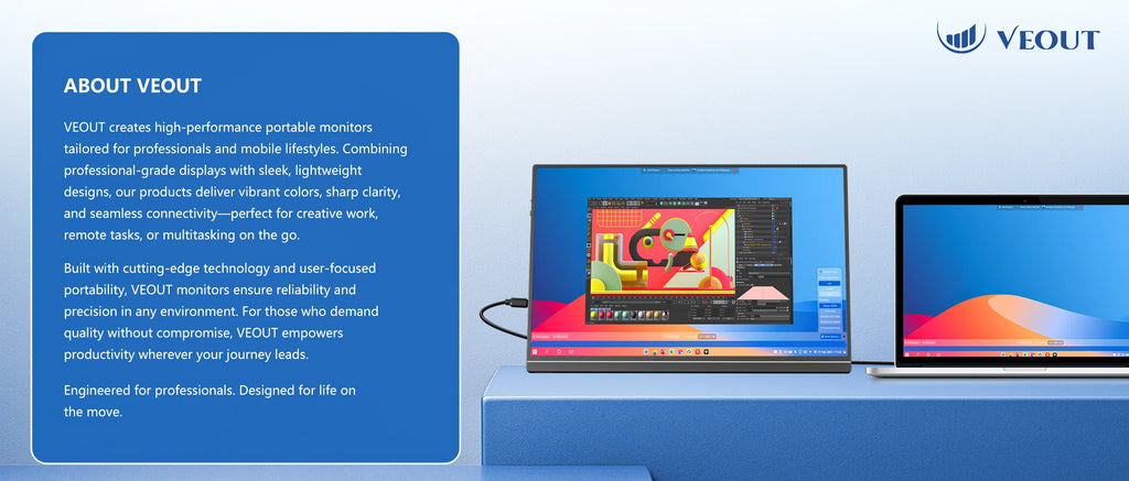 VEOUT 15.6-Inch Portable Monitor for Laptop 1080P HDR 16:9 Low Blue Light For XBox PS4 / 5 Switch Cell Phone PC Loptop Extension