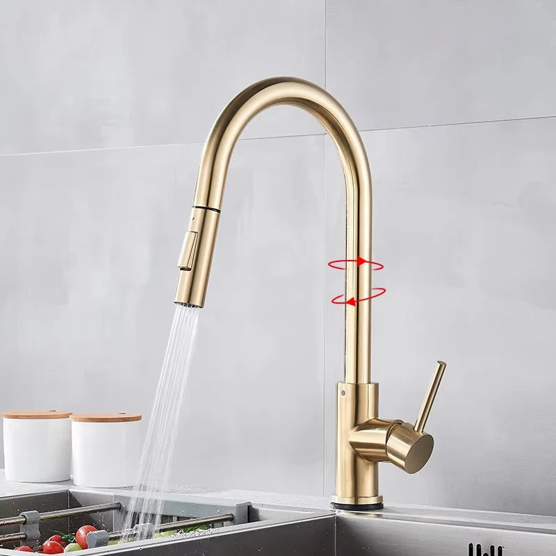 Pull Out Touch Sensor Kitchen Faucet 360 Rotation Kitchen Faucet Sensor Tap Faucet Single Handle Mixer Tap