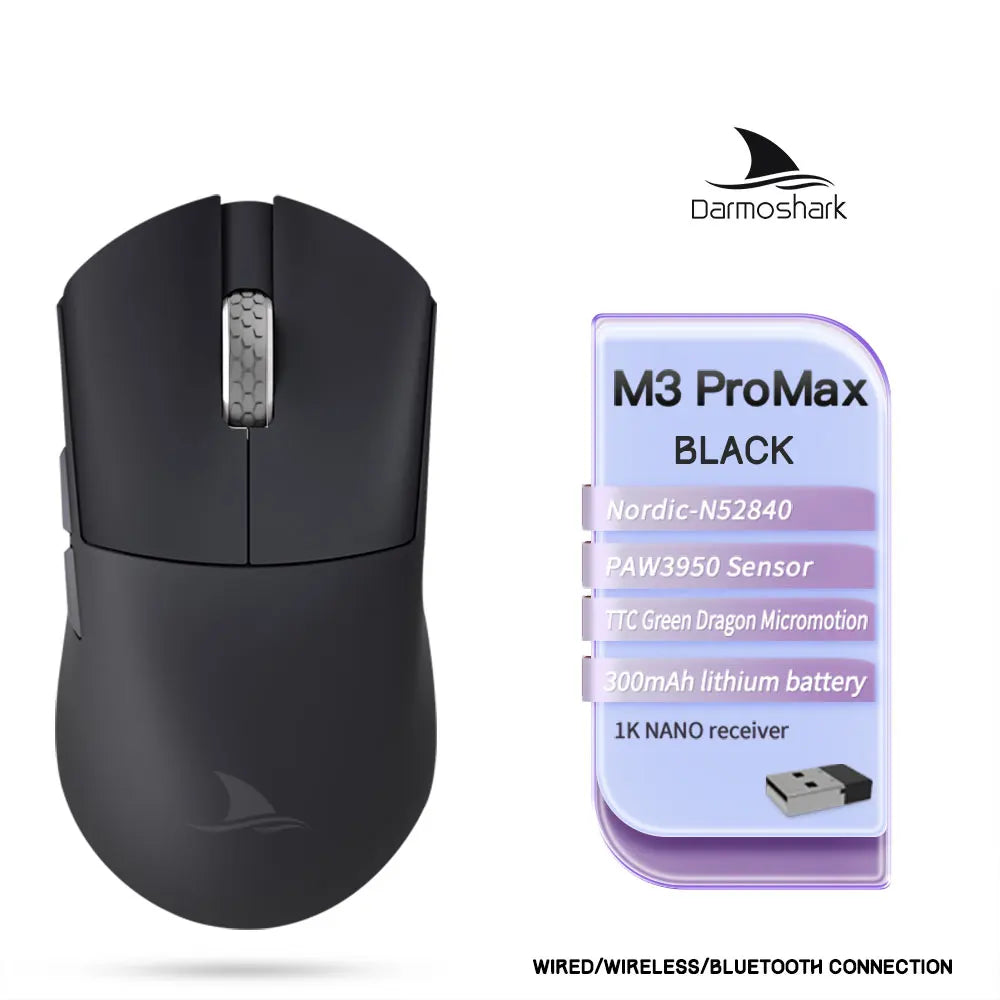 Darmoshark  M3 Pro /Max Wireless Gaming Mouse Bluetooth Tri-Mode PAW3395/3950 Nordic 52840 Game Macro Mouse For PC Laptop