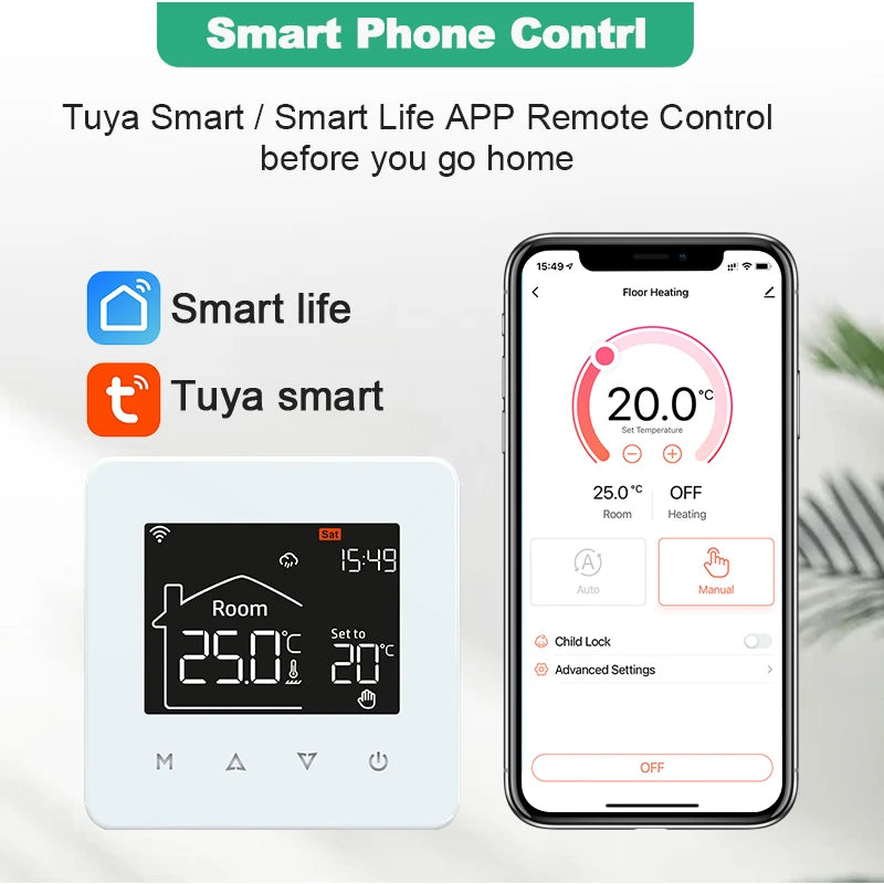 Tuya Smart Home Wifi Thermostat For Underfloor Heating Smart Thermostat Boiler Temperature Controller 220V Alexa Google Home