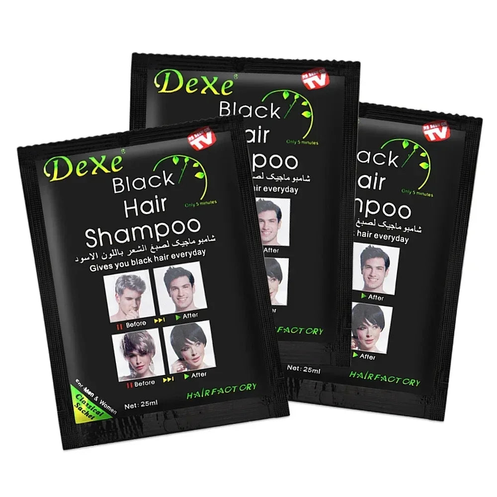 a 10 Pcs Dexe Fast Black Shampoo 5 Mins Fast Become Black Hair Dye Herb Natural Hair Care Restore Colorant Shampoo Hair Care