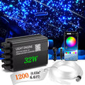 1200PCS Twinkle Starlight Headliner DIY Kit – Fiber Optic Car Ceiling Lights with Meteor Effect, RGBW Modes, Bluetooth Control