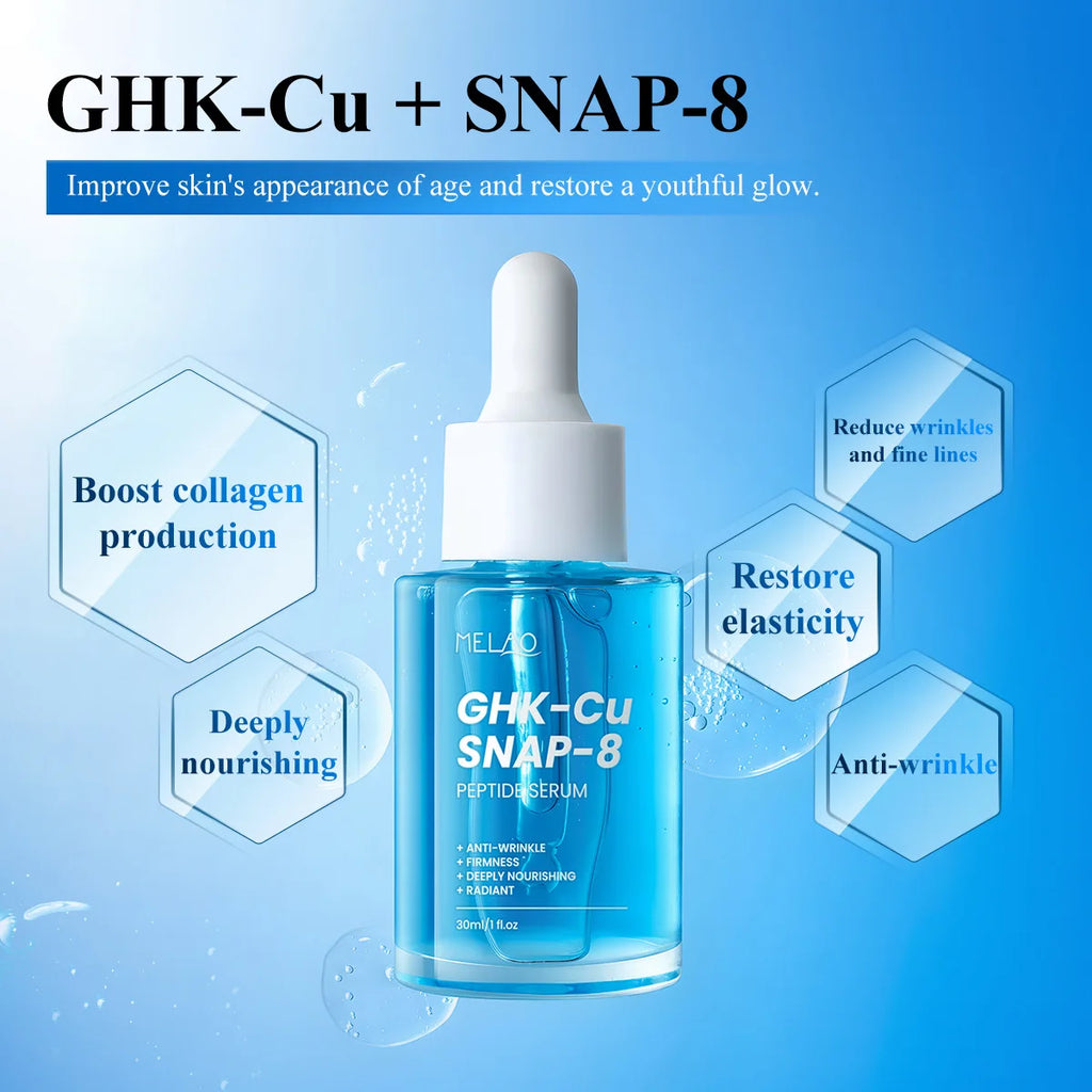 GHK-Cu Copper Peptides Facial Serum with SNAP-8 for Fine Lines, Wrinkles, Firming, Deep Hydration & Collagen，All Skin Types
