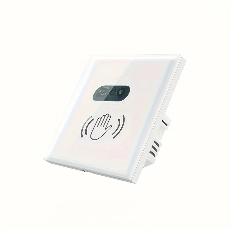 Infrared Sensor Wall Switch Touchless Smart Glass Panel 110V-220V WHITE Tidesmit