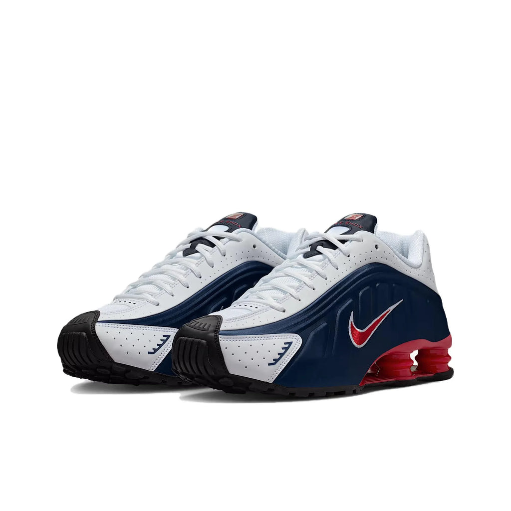 Nike Shox R4 Slip Resistant Abrasion Resistant Low top Casual Running Shoes Unisex Blue White HQ1988-400