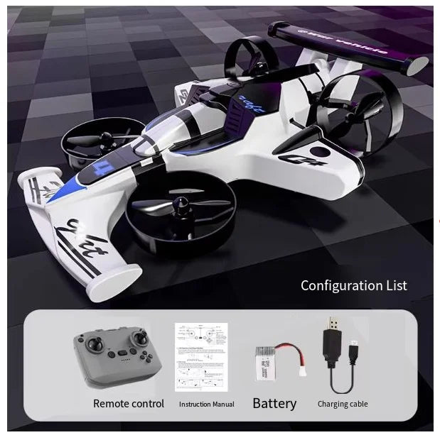 Remote Control Drone Car 2-in-1 Flying Vehicle - White, Green, Purple White Tidesmit