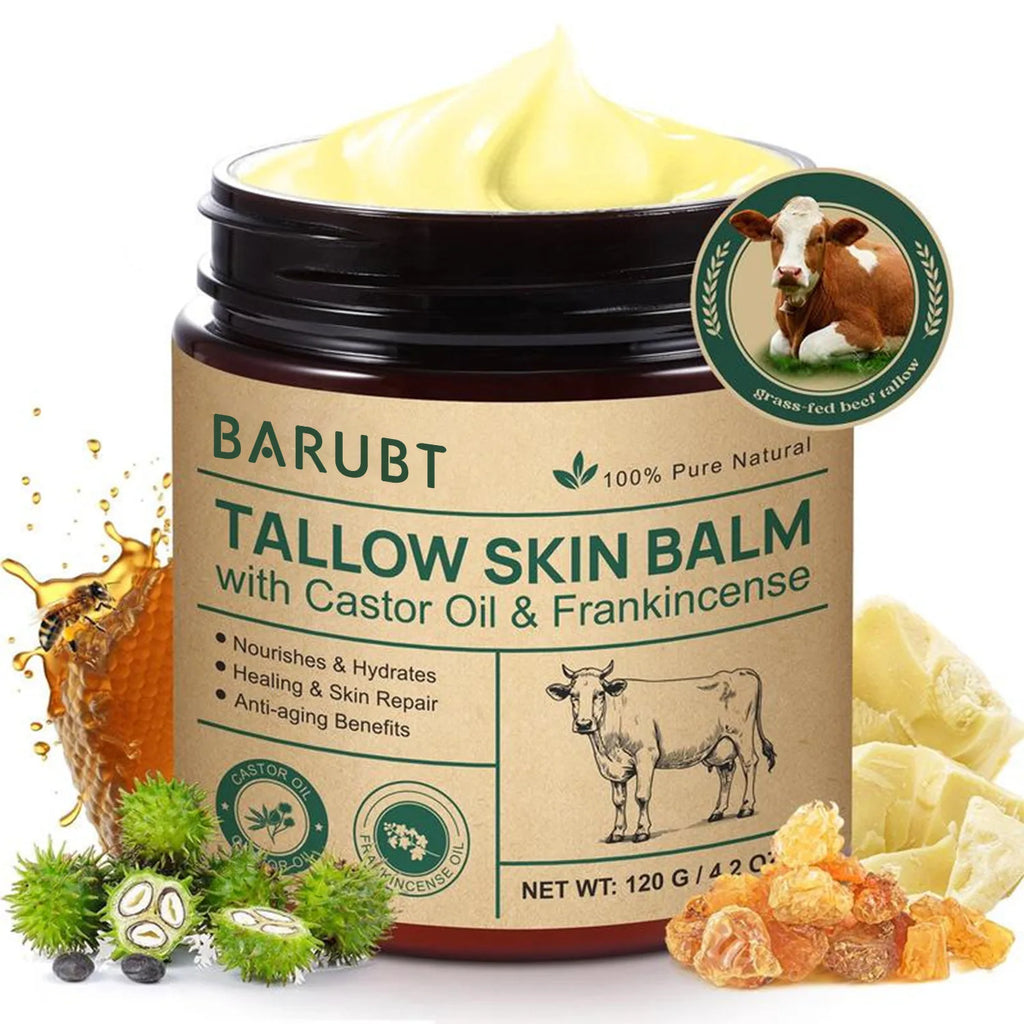 Natural Tallow Face Moisturizer Beeswax Grass-Fed Whipped Tallow Honey Cream Moisturizing Nourish Fast Absorbing Body Skin Care