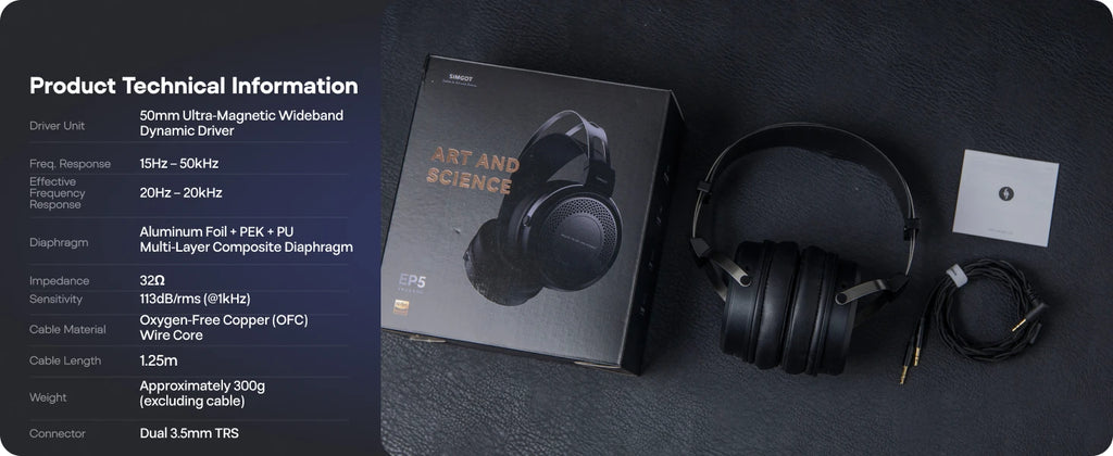 SIMGOT EP5 Wireless Headphones with 50mm Dynamic Driver & Low Latency Audio Tidesmit