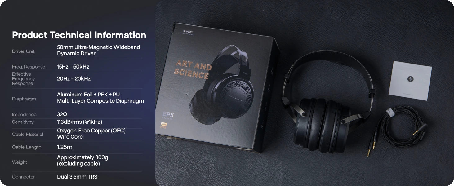 SIMGOT EP5 Wireless Headphones with 50mm Dynamic Driver & Low Latency Audio Tidesmit