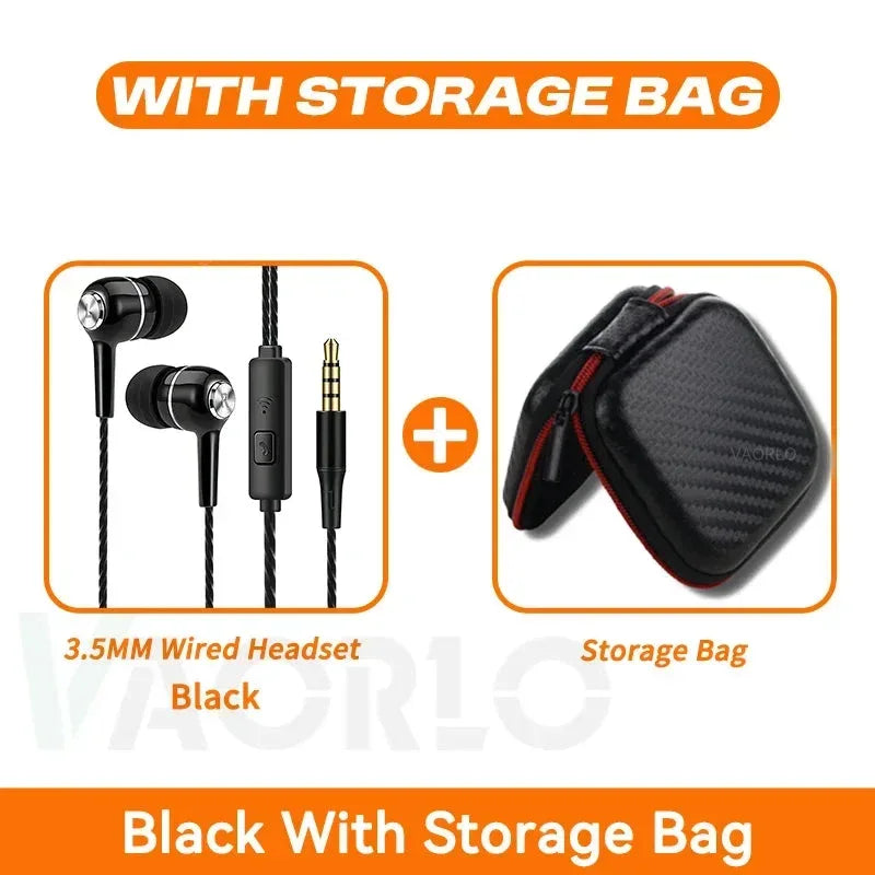Wired Earbuds with Mic 3.5mm HiFi Bass Sports Headset by Tidesmit Black With Bag China Mainland Tidesmit