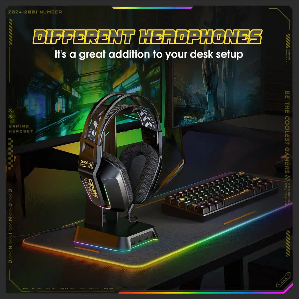 Gaming Headset with RGB Microphone - Wired Over-Ear PC Headset Tidesmit