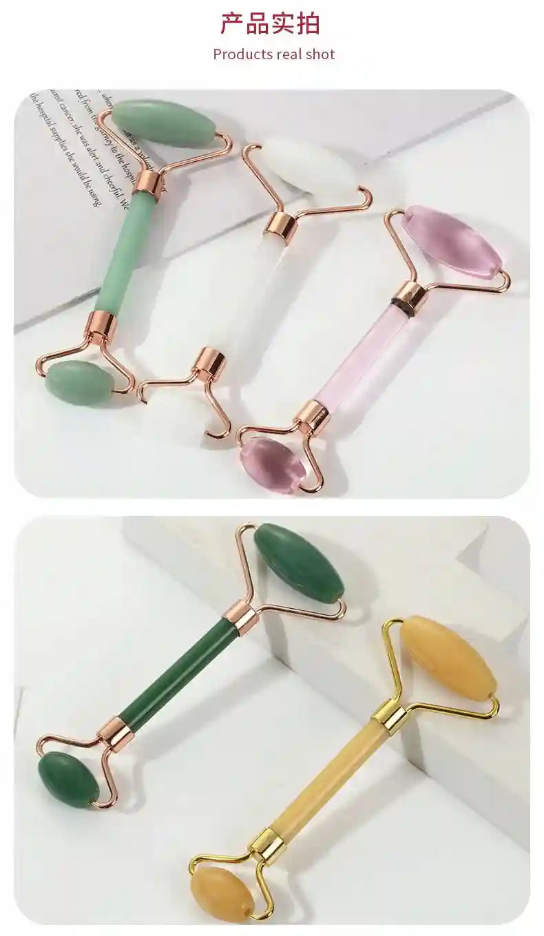 Jade Roller and Gua Sha Facial Massage Set - Natural Skin Rejuvenation Massage Roller Tidesmit