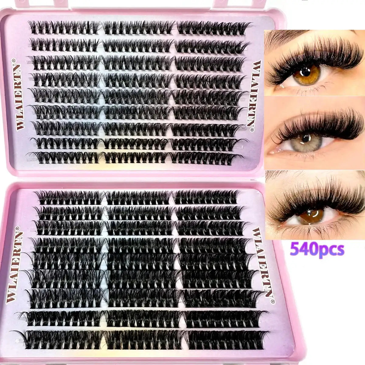 Faux Mink Eyelashes 540Cluster C Curled 9-16mm Mixed Natural Eyelash Extension 3D Russian Strip Personal Eyelash Makeup Tool False Eyelashes Tidesmit