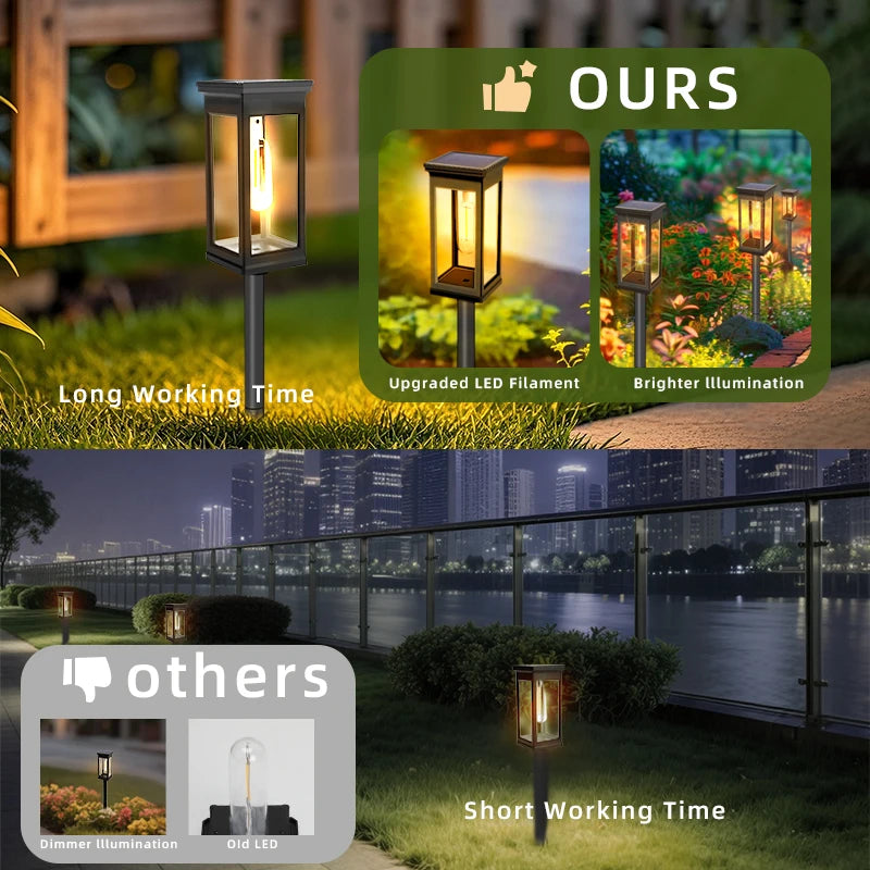 Solar Pathway Lights Outdoor Waterproof Warm LED Solar Garden Lights All-Weather Solar Powered Walkway Lights Yard Patio Decor