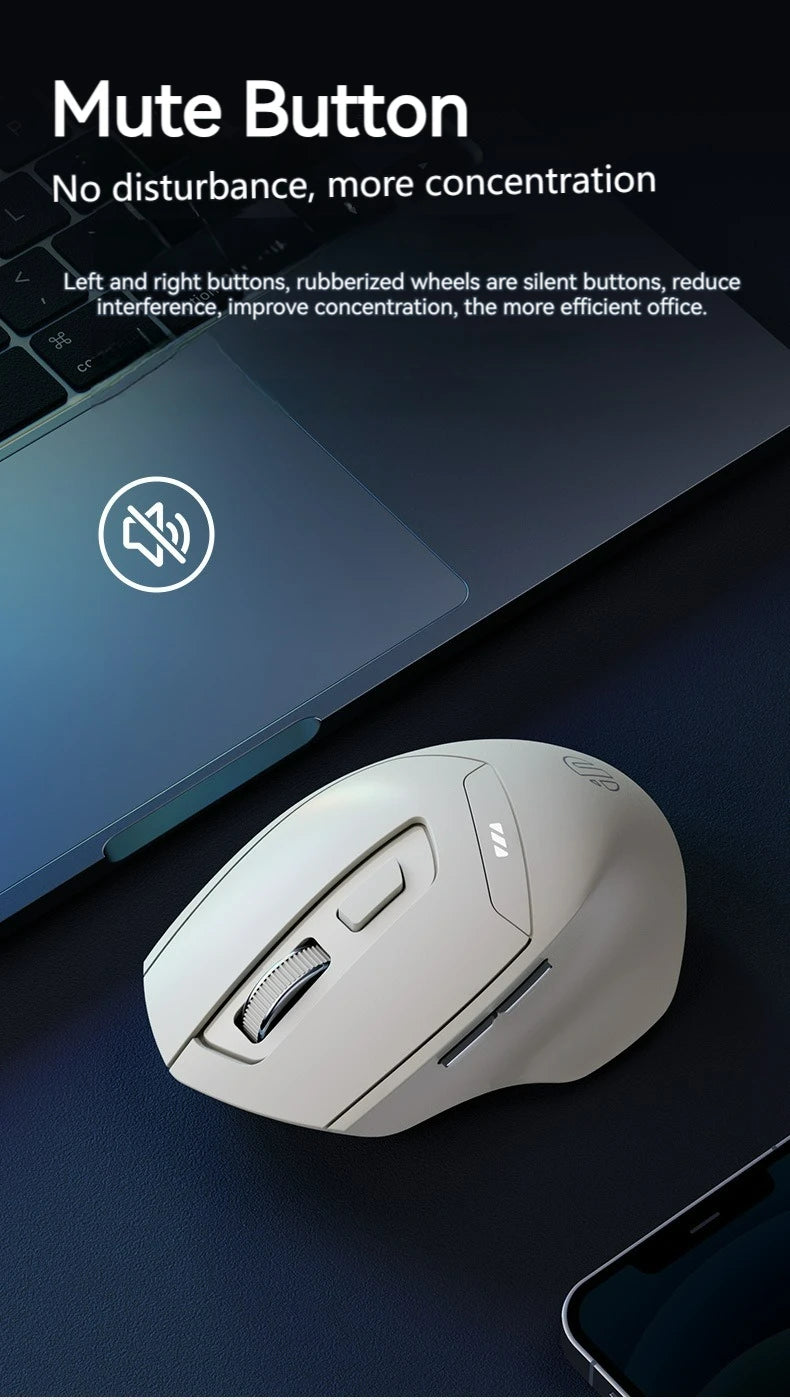 Bluetooth Tri-mode Mouse Rechargeable 2.4G Wireless Mouse Office Mute Support PC Laptop Tablet Smartphone Universal Mouse
