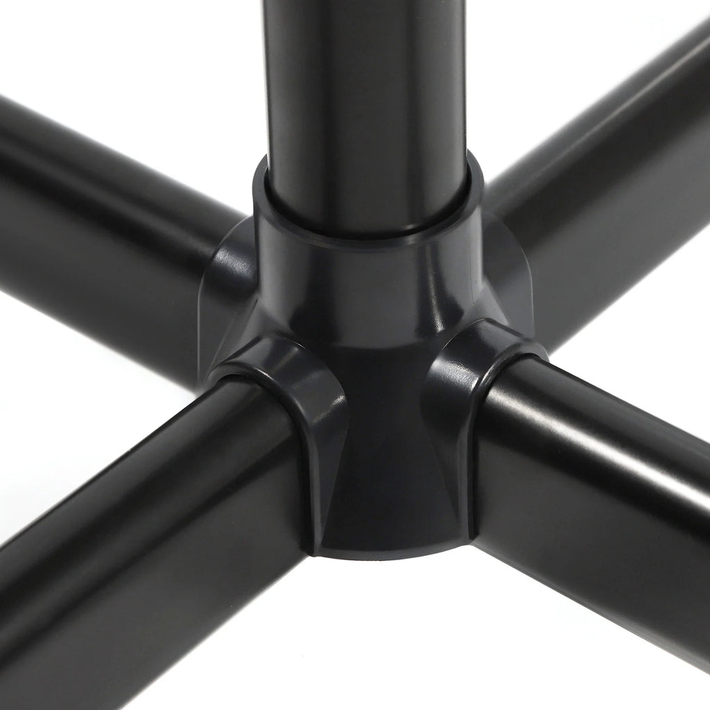 Black plastic five-star base connector for height-adjustable salon facial steamer and spa pore cleaning machine.