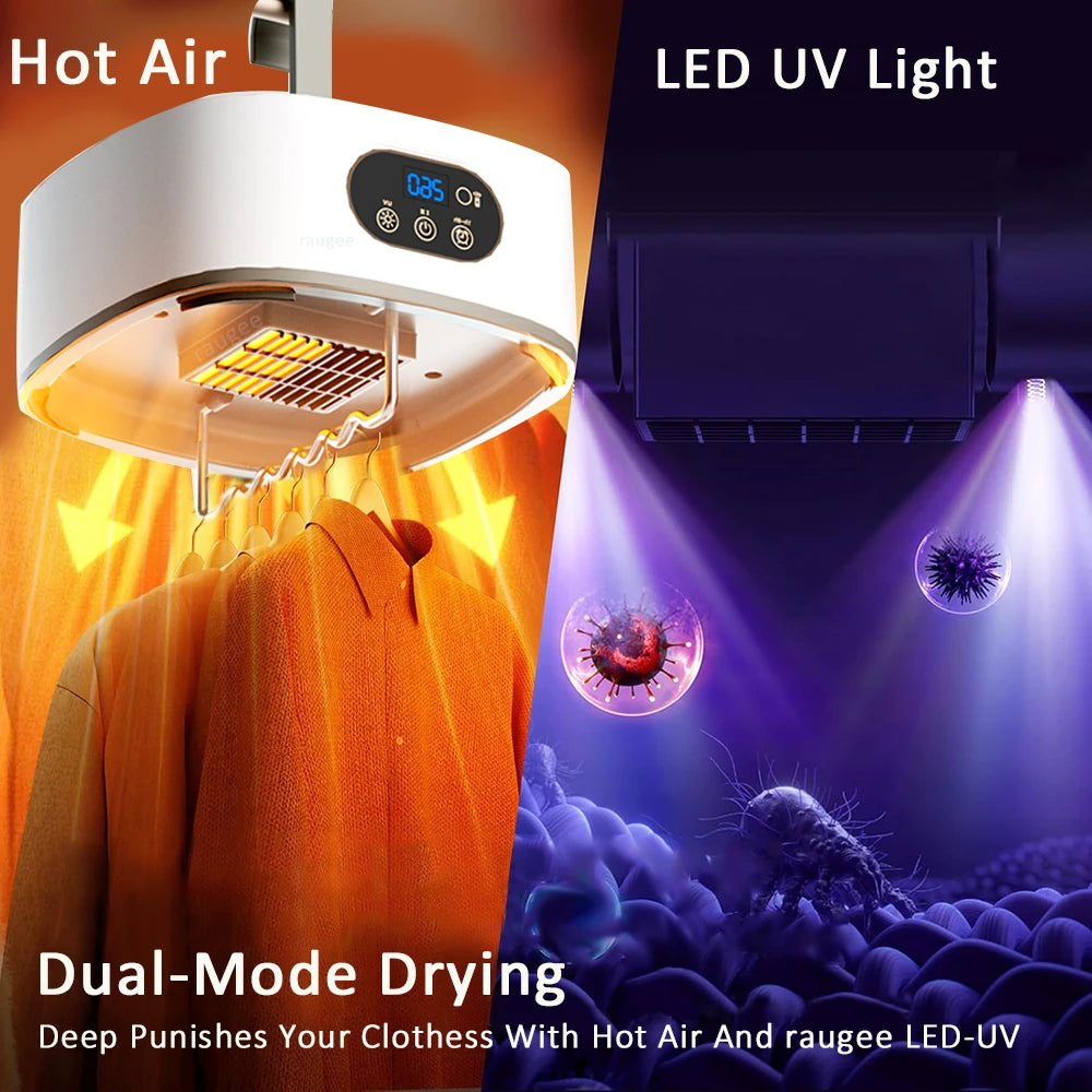 Tidesmit portable foldable clothing dryer with UV sterilization and remote control for travel laundry drying