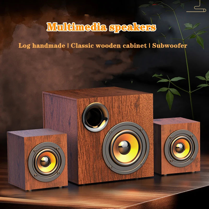 Portable Bluetooth Speaker - Wooden Desktop Audio with Deep Bass Tidesmit