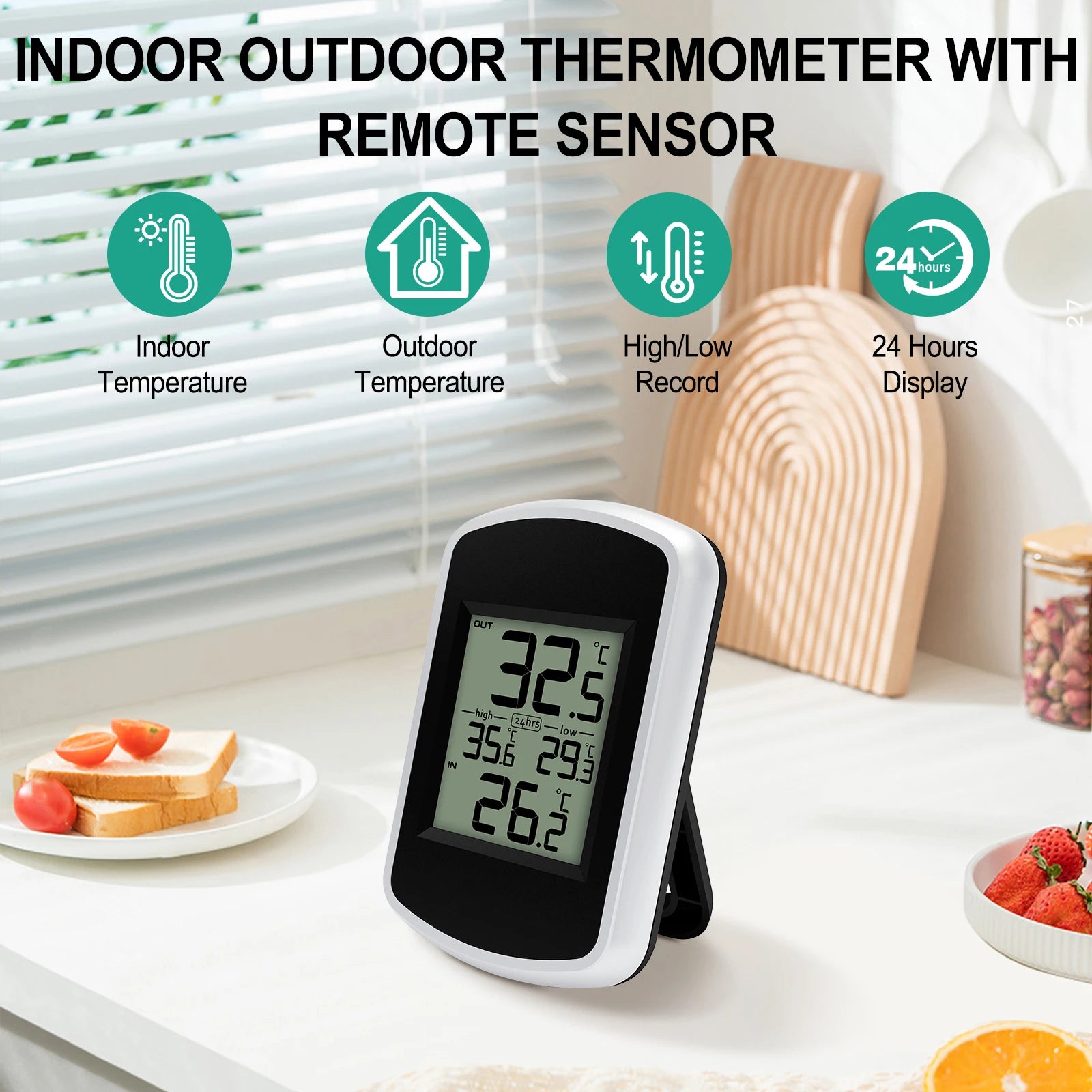 Wireless Indoor Outdoor Thermometer Digital Indoor Outdoor Temperature Monitor Suitable for Greenhouse and Home Room