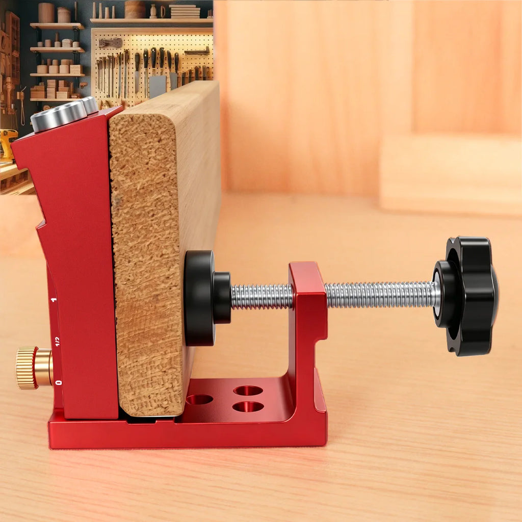 Aluminum Alloy Pocket Hole Jig Kit, Woodworking Oblique Hole Locator with 9mm Drill Bit, Adjustable Pocket Hole Carpentry Tool