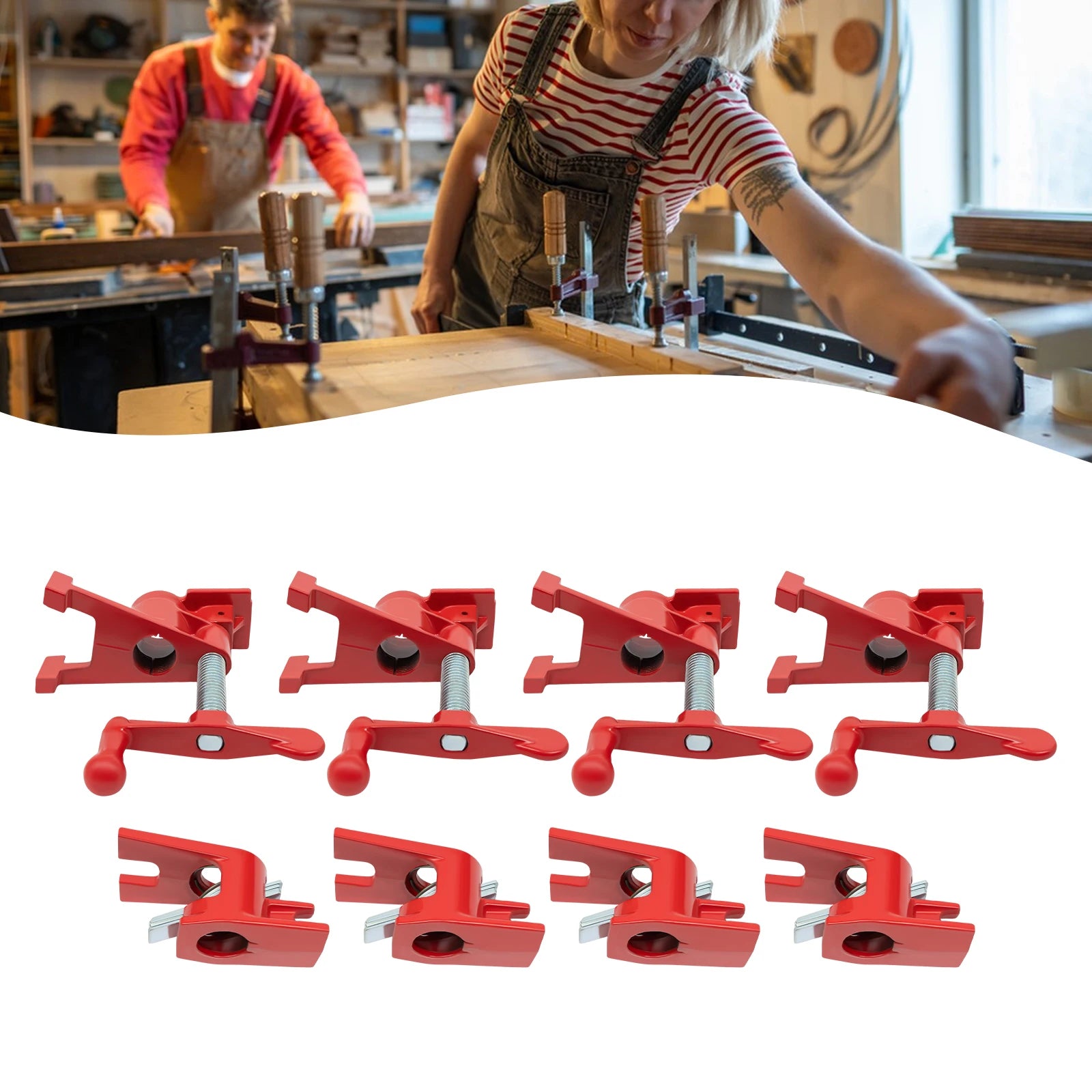 4 Pack Iron Woodworking Clamps,Heavy Duty Cast Iron Quick Release Bar Clamps, Wood Gluing Pipe  3/4" Pipe Clamp Set